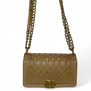 Chic Tan Quilted Shoulder Bag